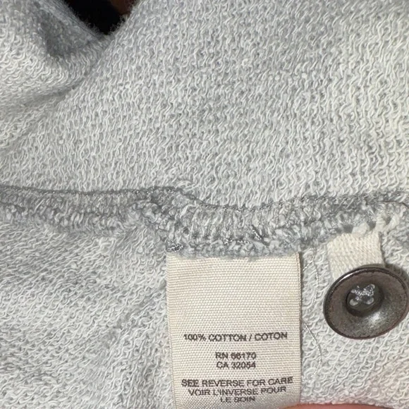 Free People Terry Light Gray Ruffle Asymmetric Cardigan jacket sweatshirt large - Picture 9 of 13